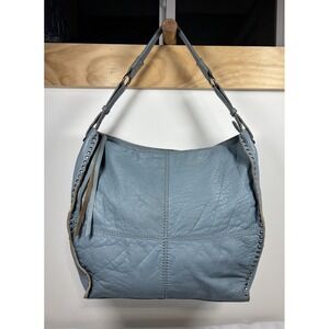 VTG The SAK Silverlake‎ Blue Leather Studded L  Hobo Shoulder Bag Work Weekender